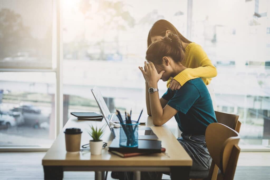 Employer supporting a grieving employee at work after a bereavement